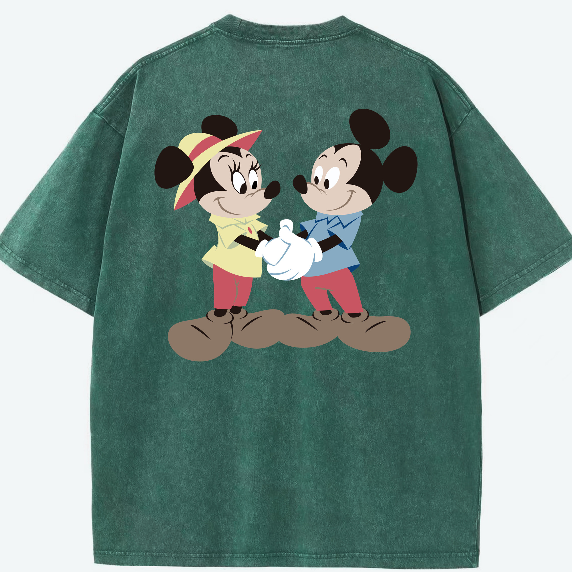 （画像用） ミッキーマウス Mickey Mouse 綿100% ヴィンテージ風 半袖Tシャツ（背面プリント）